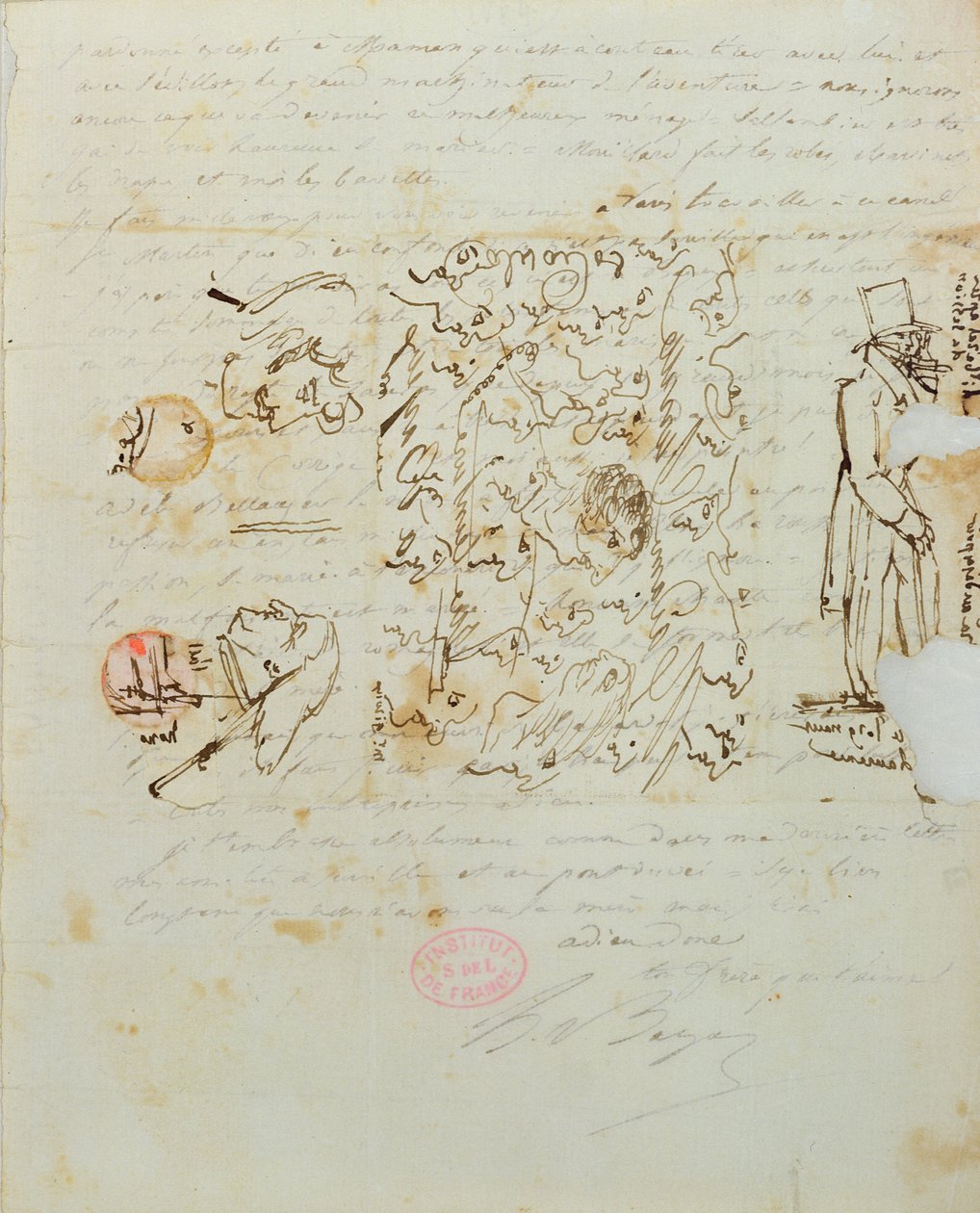 رسالة برسالة مرسلة إلى أخت بلزاك لور ، ١٨٢١ (قلم وحبر على ورق) بواسطة Honore de Balzac