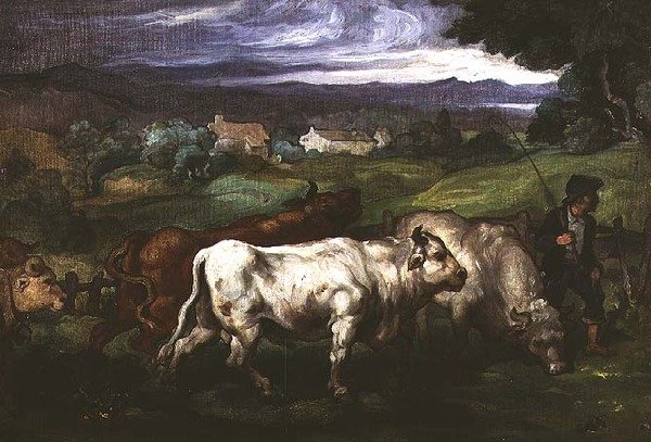 الماشية و Drover في المناظر الطبيعية بواسطة هونور (دائرة) دومير