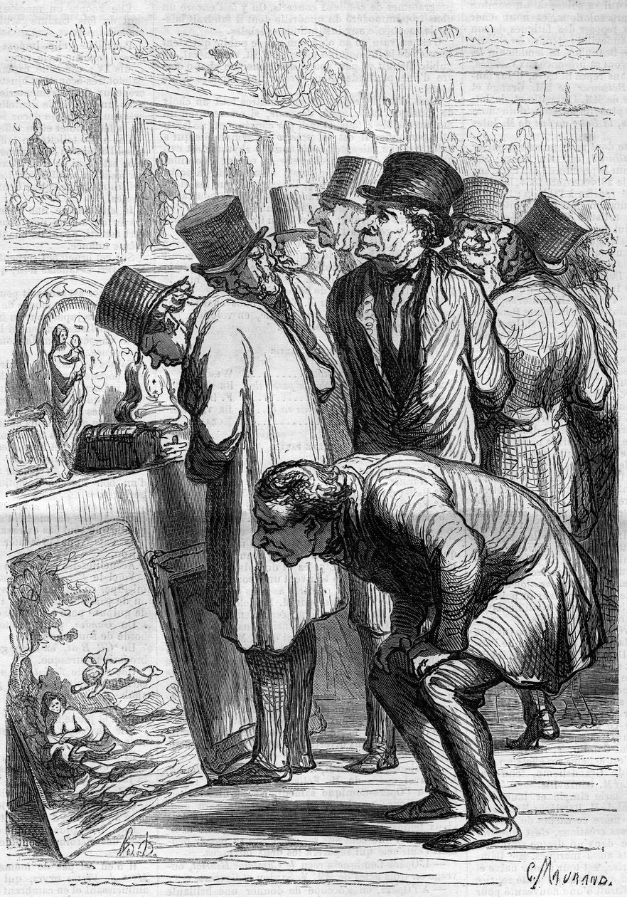 غرفة بفندق دروت يوم معرض. كارتون من قبل هونور دومير (1808-1879). نقش في "" Le Monde Illustré "" رقم 265 بتاريخ 10 مايو 1862. بواسطة الشرف دومييه