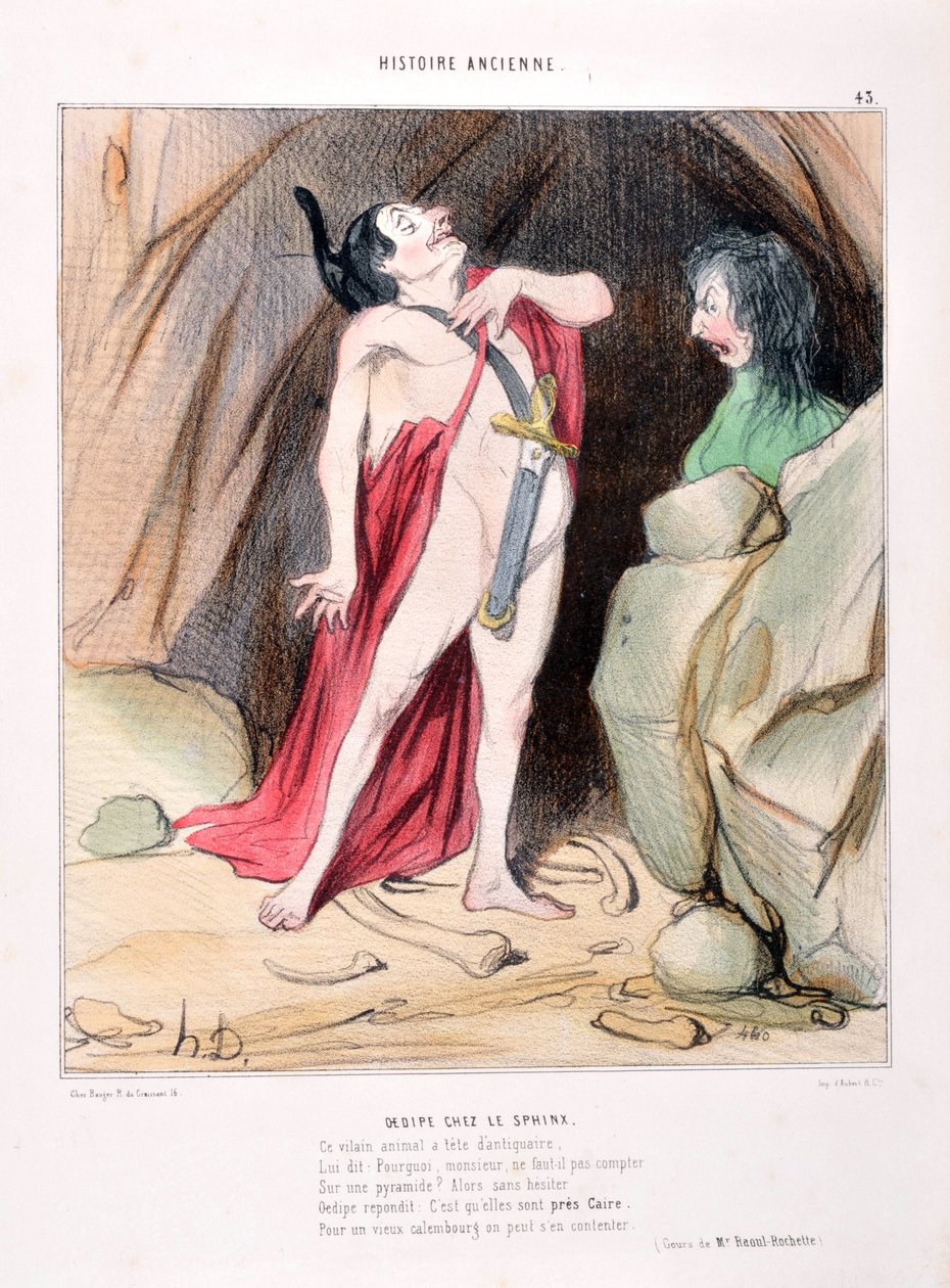 عمل فني من قبل هونور دومير (1808-1879). التاريخ القديم أوديب في أبو الهول. مكتبة القصر ، مارسيليا بواسطة الشرف دومييه