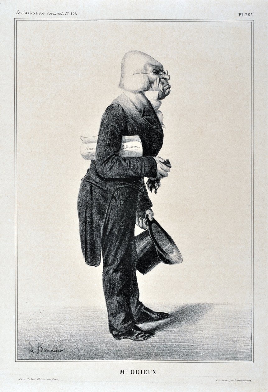 عمل فني من قبل هونور دومير (1808-1879). يعود تاريخ Charivari إلى عام 1833: Serie Celebrites de la Caricature "" M. Odieux "" MUSEE DES BEAUX ARTS - PALAIS LONGCHAMP، MARSEILLE بواسطة الشرف دومييه