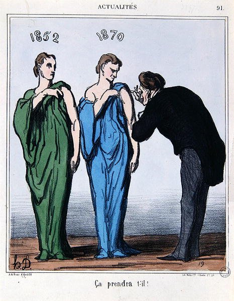 رسم كاريكاتوري عن استفتاء الثامن من مايو ١٨٧٠ ، من Le Charivari (لون ليثو) بواسطة الشرف دومييه