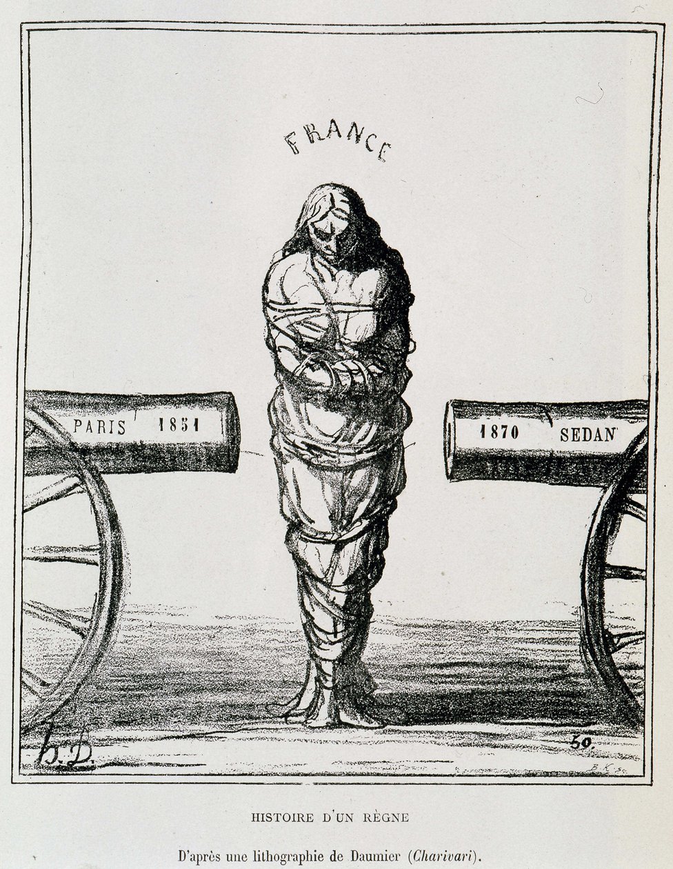 تاريخ عهد: فرنسا في حركة كماشة بين باريس 1851 وسيدان 1870 - مطبوعة حجرية بواسطة Honore Daumier نُشرت في "" Le Charivari "، sd. حوالي عام 1871 بواسطة الشرف دومييه