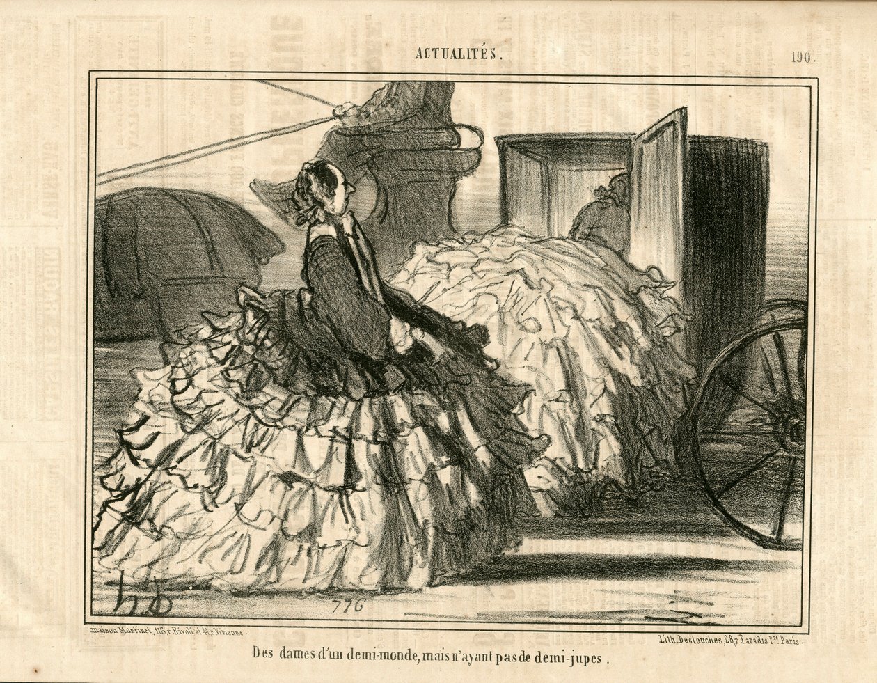 لو شاريفاري ، ساتريك في بي آند دبليو ، كاليفورنيا. 1855_5_11: أخبار n * 190. سيدات من نصف عالم ولكن ليس التنانير. - الموضة ، والنقل ، و Crinolines - رسم نسائي من Honore Daumier (1808-1879) بواسطة الشرف دومييه