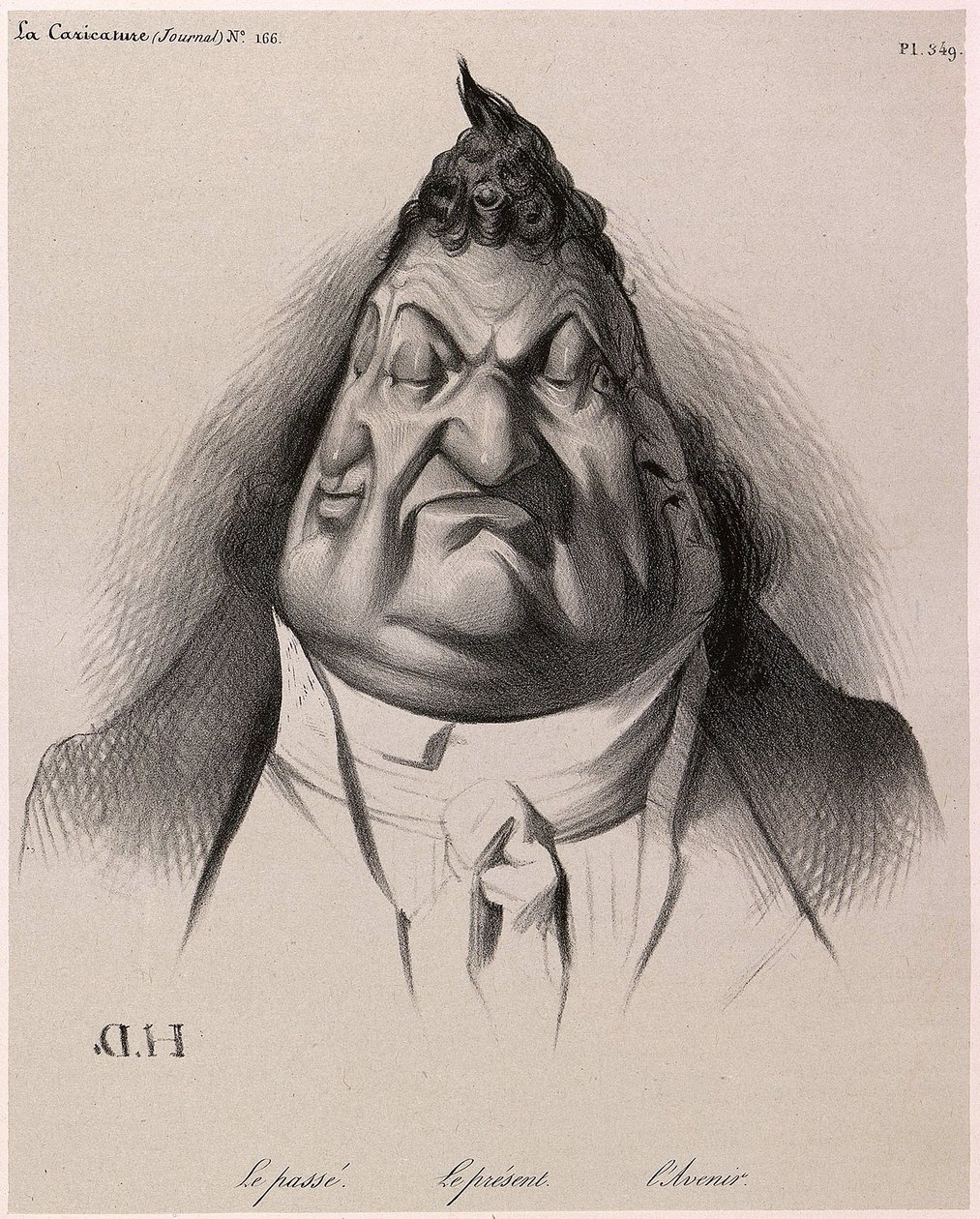 Louis-Philippe vu par Daumier - الماضي - الحاضر - المستقبل - من La Caricature - 1834 - بقلم Honore Daumier - رسم توضيحي من الصحيفة: "" La Caricature "" ، 9 يناير بواسطة الشرف دومييه