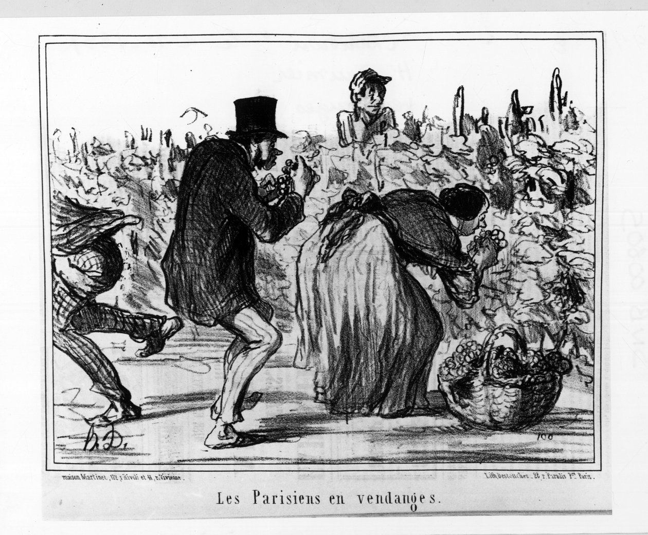 الرسومات الباريسية: الباريسيون في الحصاد - بقلم دومير ، في "" Charivari "من 02/10/1857 بواسطة الشرف دومييه
