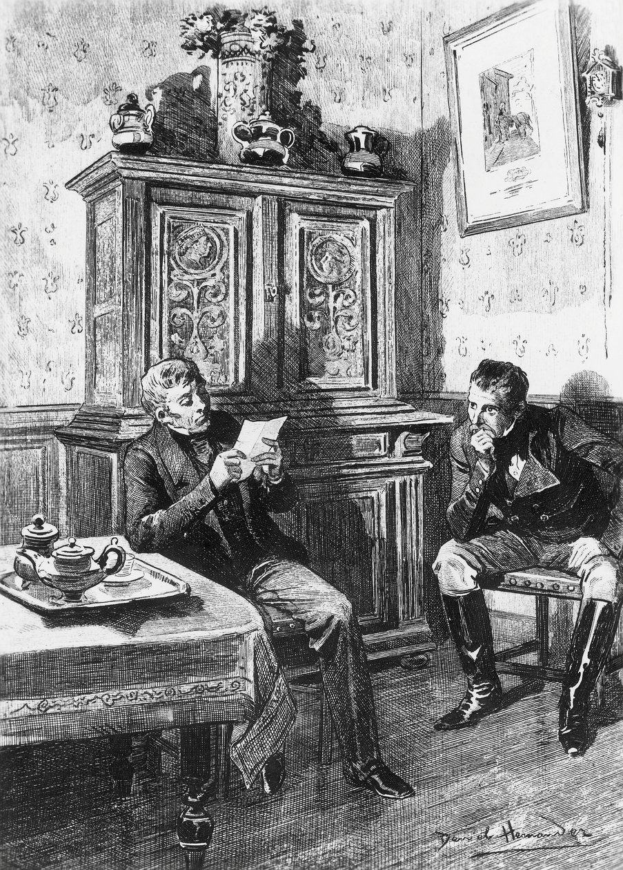 رسم توضيحي لدانيال هيرنانديز (1856-1932) لرواية quot;دكتور البلدquot;، رواية بقلم أونوريه دي بلزاك (1799-1850) من مجموعة متعددة المجلدات بعنوان الكوميديا البشرية، نُشرت عام 1902، باريس بواسطة Honore de Balzac