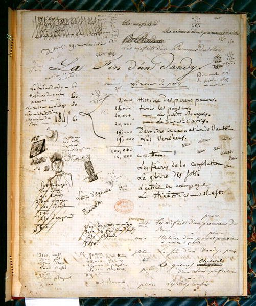 "La Fin d'un Dandy" ، جزء من مخطوطة قصة بلزاك الفلسفية "آدم الباحث" ، حوالي عام 1824 (قلم حبر وحبر على ورق) بواسطة Honore de Balzac