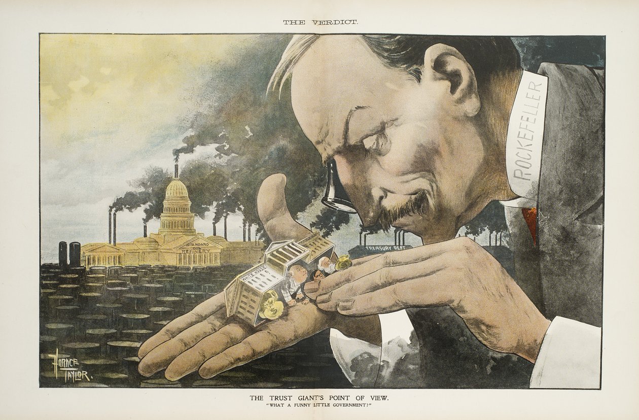 وجهة نظر The Trust Giant&39;s: يا لها من حكومة صغيرة مضحكة ، صورة توضيحية من "الحكم" ، 22 يناير 1900 بواسطة هوراس تايلور