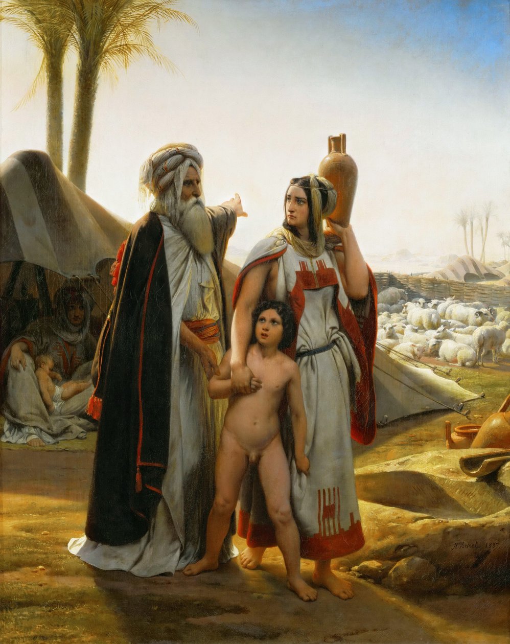 هاجر طرده إبراهيم ونبذ هاجر 1837. بواسطة إميل جان هوراس فيرنيه