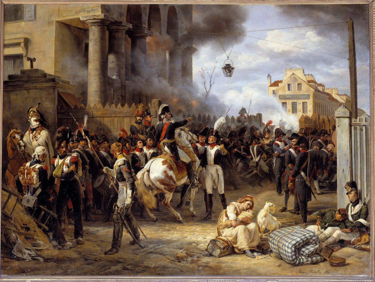 حملة فرنسا: "" La barriere de Clichy ، الدفاع عن باريس في 30/03/1814 "في مركز الجنرال Moncey. لوحة لإميل هوراس فيرنيه (1789-1863) 1820 صن. 0،97 × 1،30 م بواسطة إميل جان هوراس فيرنيه
