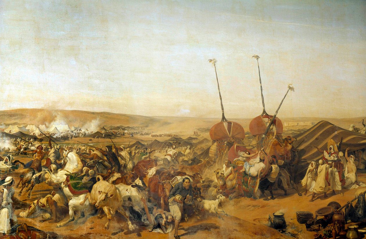 Conquete of Algeria (1830-1847): “” Capture of the Smalah (Smala) of Abd el Kader (Abd-el-Kader or ibn Muhyi al-Din al-Hasani) (1807-1883) by the Duke of Aumale in Taguin بواسطة إميل جان هوراس فيرنيه