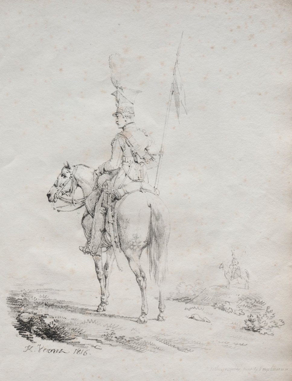 مجموعة من المقالات الحجرية: Le Lancier en Vedette ، 1816. بواسطة إميل جان هوراس فيرنيه