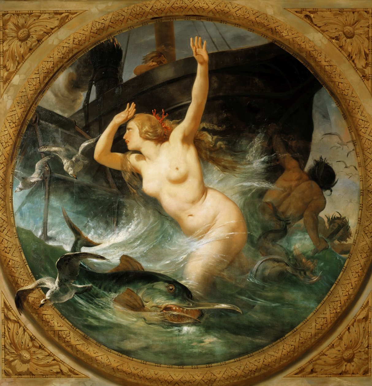 Steam Putting to Flight the Sea Gods Ceiling Painting ، Salle des Pas perdus ، 1839-1847. بواسطة إميل جان هوراس فيرنيه
