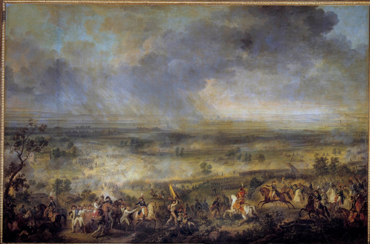 معركة مارينغو في 14/06/1800 نشأت أثناء حرب التحالف الثاني (1798-1800) من جانب تحالف الدول الأوروبية لاحتواء فرنسا الثورية واستعادة النظام الملكي. لوحة لإميل ديت هوراس فيرنيه (1789-1863) 1800 بواسطة إميل جان هوراس فيرنيه