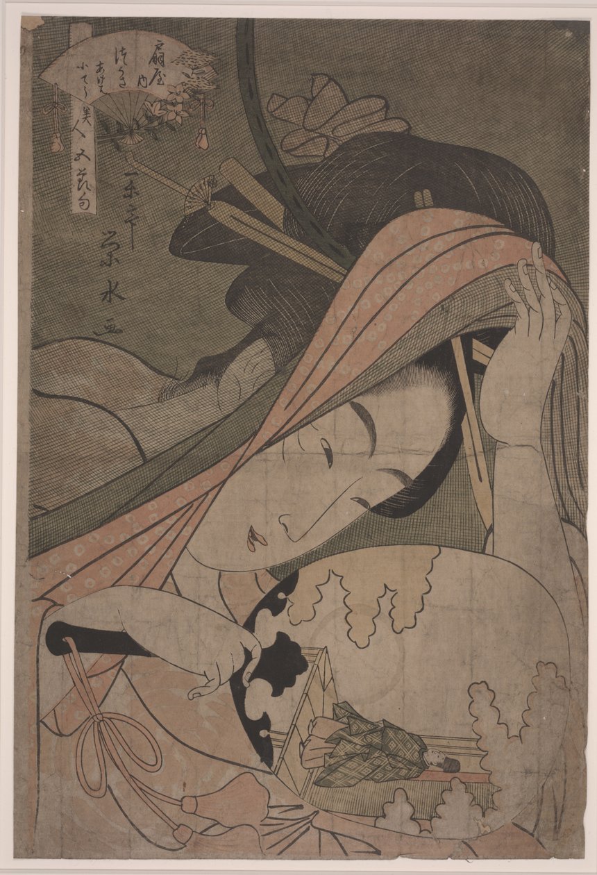 Tsukasa of the giya و Kamuro Akeba و Kochô ، حوالي 1795-97 (نقش خشبي ملون) بواسطة هوسادا (بعد) إيشي