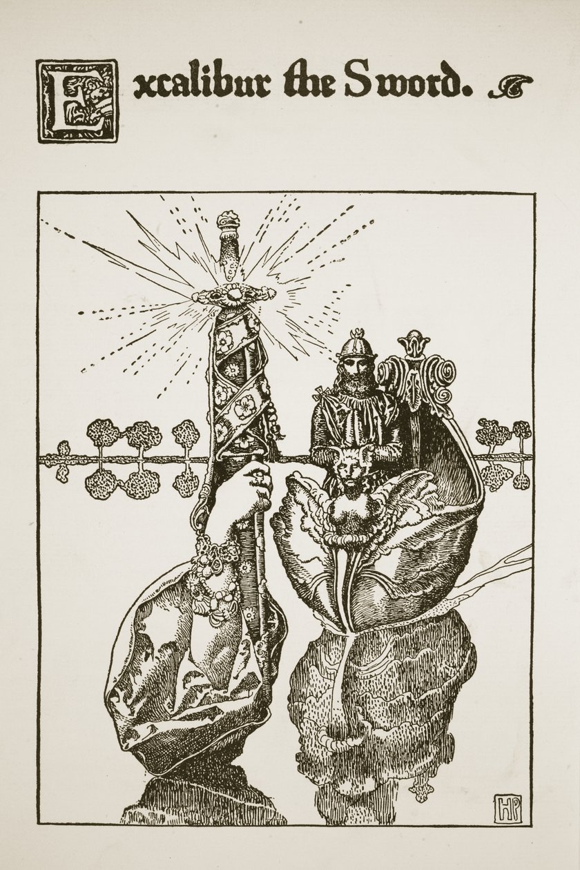 Excalibur the Sword ، توضيح من "قصة الملك آرثر وفرسانه" ، 1903 بواسطة هوارد بايل