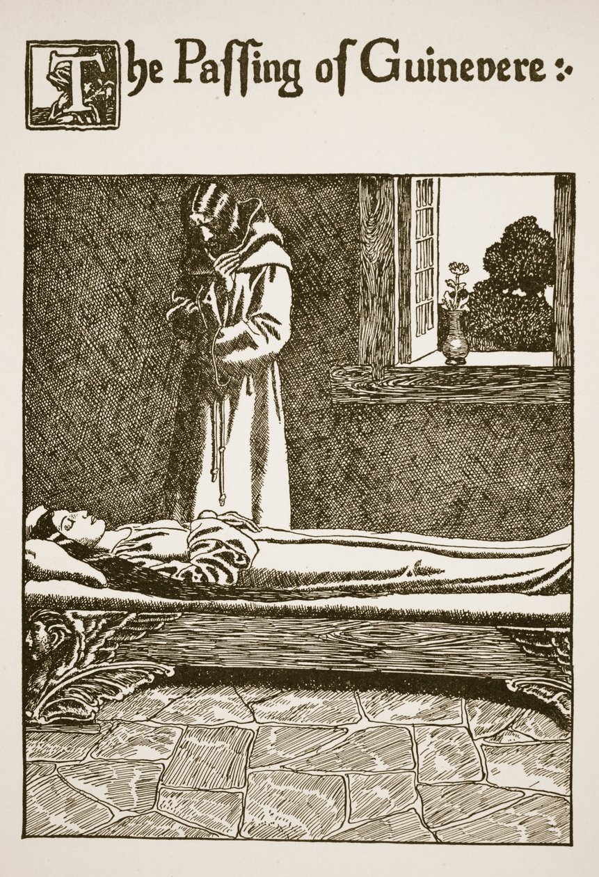 وفاة Guinevere ، التوضيح من "قصة الكأس وتمرير آرثر" ، ج .1910 بواسطة هوارد بايل