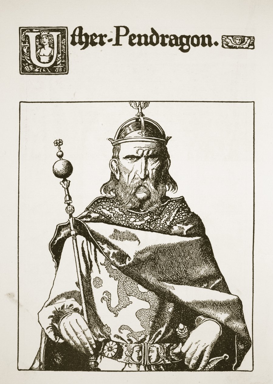 Uther Pendragon ، رسم توضيحي من "قصة الملك آرثر وفرسانه" ، 1903 بواسطة هوارد بايل