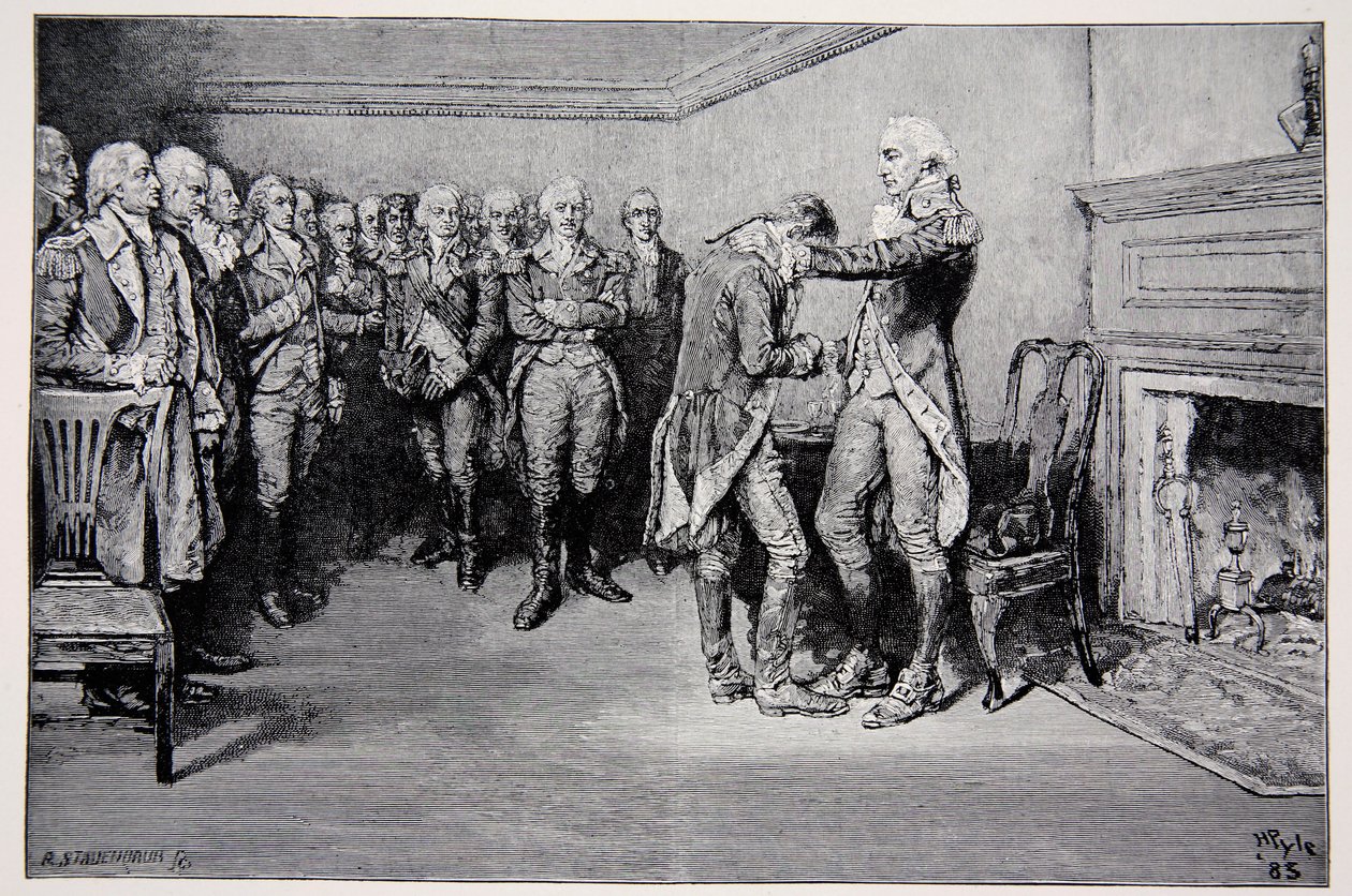 واشنطن يأخذ إجازة ضباطه ، 4 ديسمبر 1783 بواسطة هوارد بايل