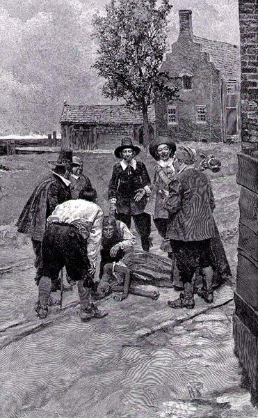 "قال بعض المارة:" إنها في حالة سكر. سوف تموت قريبًا ". ، رسم توضيحي من" New York Slave Traders "بواسطة Thomas A. Janvier، pub. في مجلة هاربر بواسطة هوارد (بعد) بايل