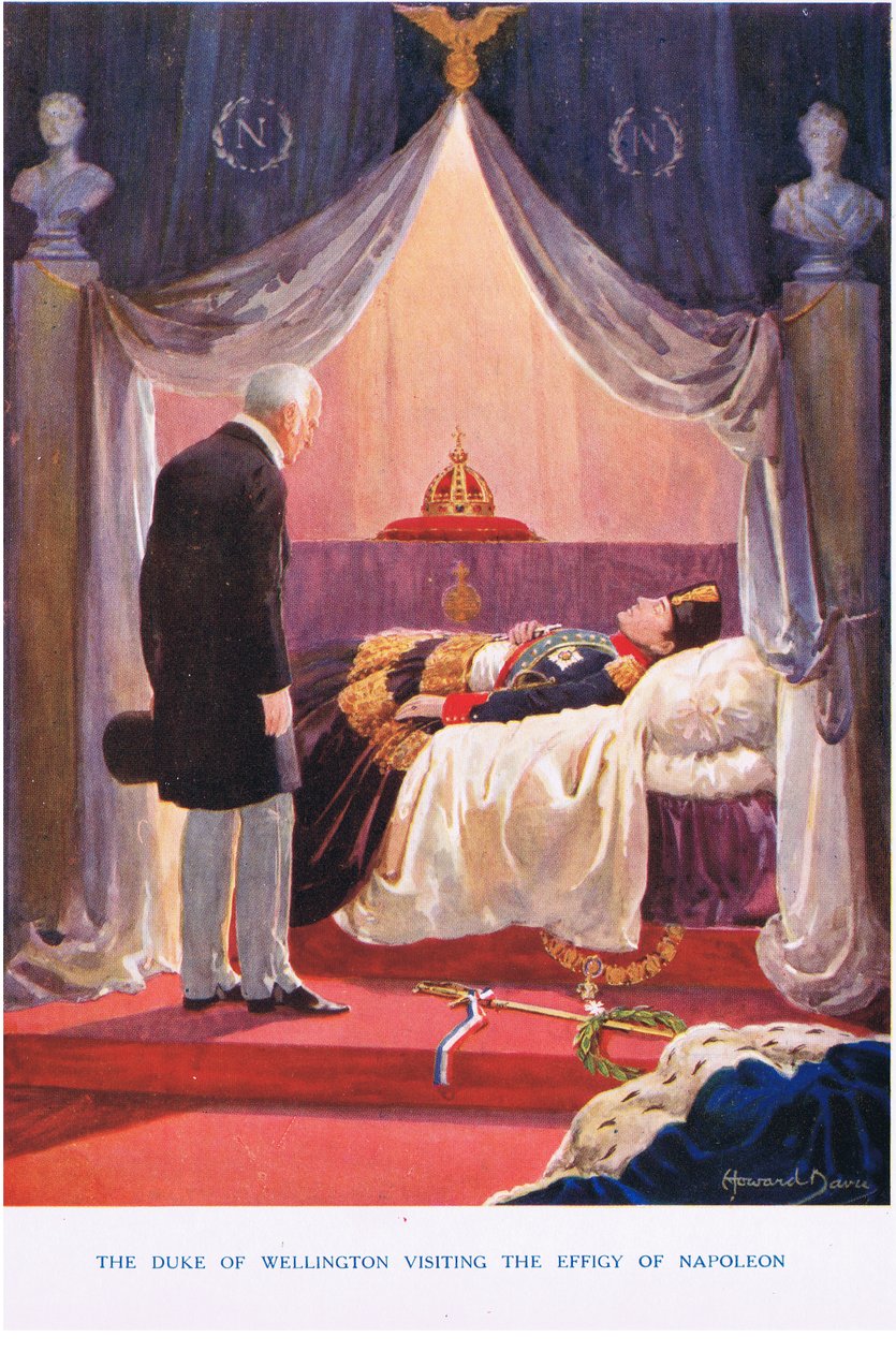 زيارة دوق ولنجتون لتمثال نابليون ، رسم توضيحي من "مدام توسو" (ليثو ملون) بواسطة هوارد ديفي