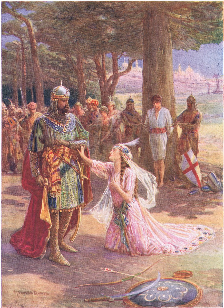 اقتربت الأميرة من والدها ، من سانت. جيمس الإسباني والأميرة سيليستين ، أبطال العالم السبعة ، بقلم روز ييتمان وولف ، نشره رافائيل تاك بواسطة هوارد ديفي