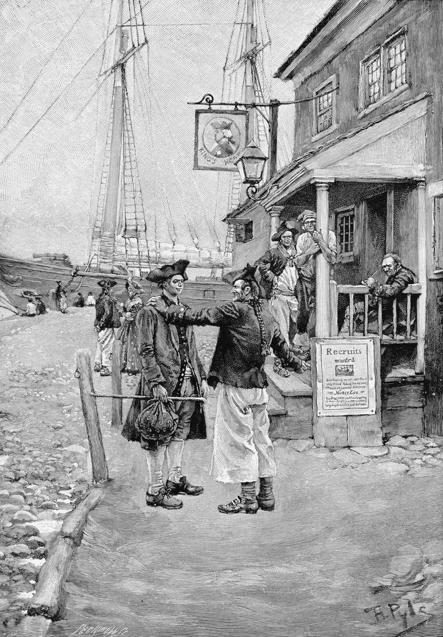 Brownejohn&39;s Wharf ، نيويورك ، توضيح من "Old New York Taverns" بقلم جون أوستن ستيفنز ، حانة. في مجلة هاربر 1890 بواسطة هوارد بايل