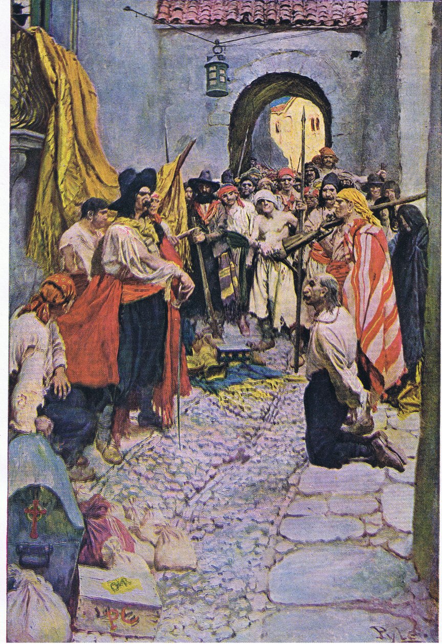 ابتزاز إشادة من المواطنين ، من كتاب Howard Pyles of Pirates Book الذي نشره Harper & Bros ، 1921 بواسطة هوارد بايل