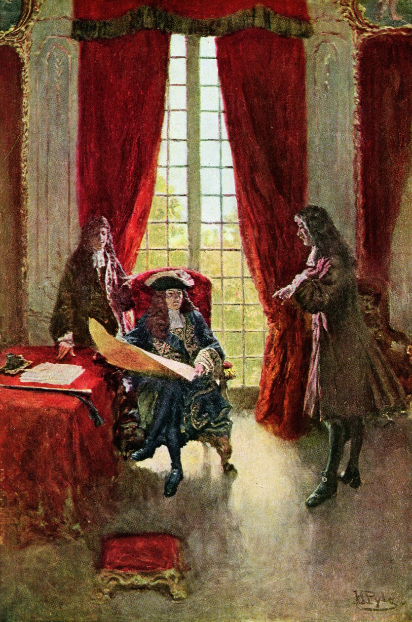 التماسات La Salle الملك للحصول على إذن لاستكشاف المسيسيبي ، التوضيح من "The Great La Salle" بقلم Henry Loomis Nelson ، حانة. في مجلة هاربر 1905 بواسطة هوارد بايل