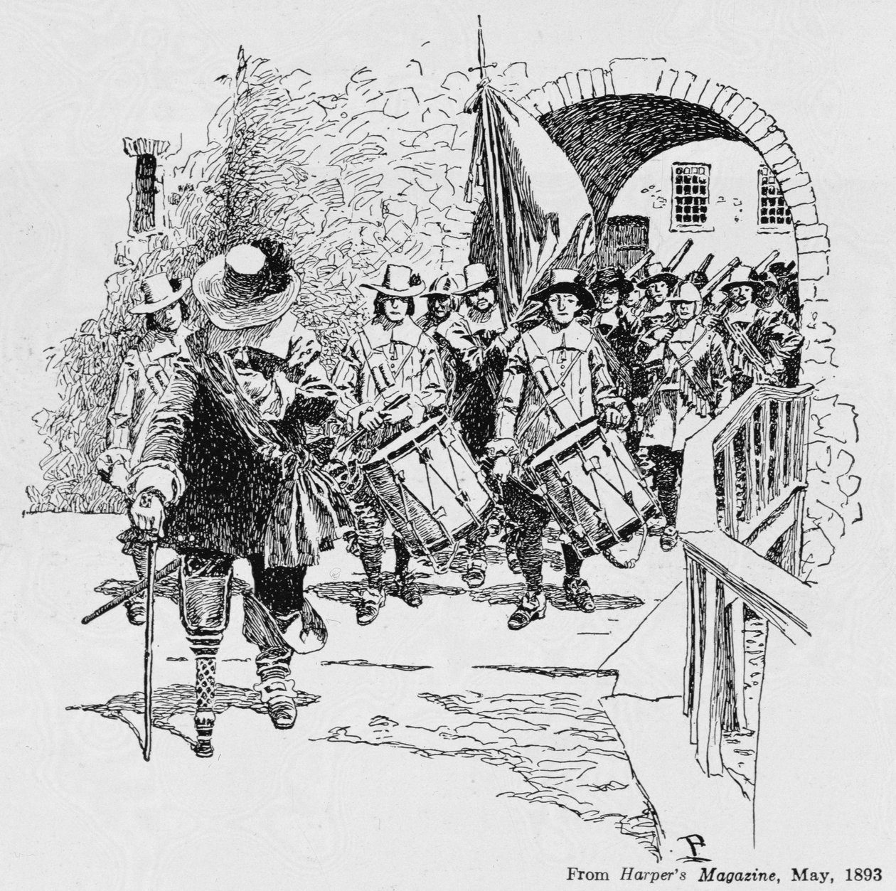 Stuyvesant Surrendering Fort Amsterdam to English ، from Harper&39;s Magazine ، 1893 بواسطة هوارد بايل
