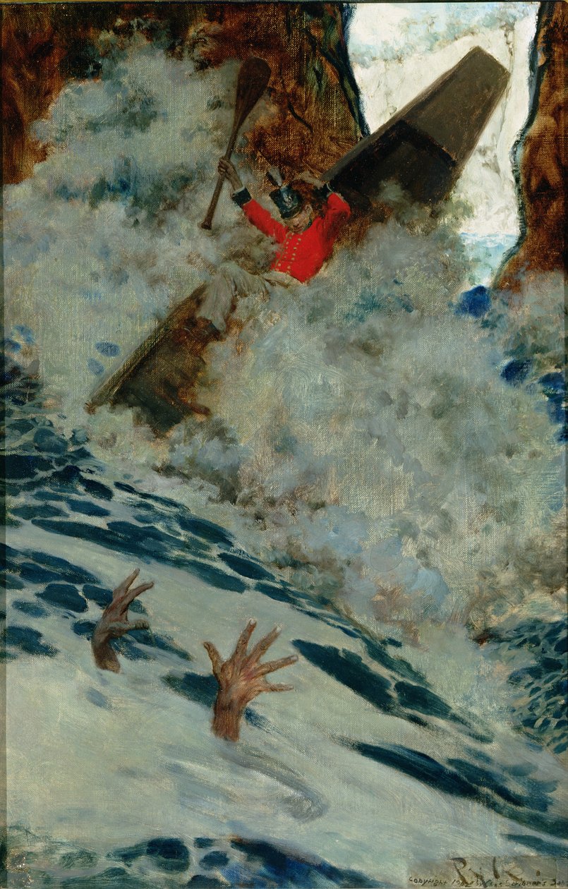 ذهبت معه مع القارب مع اندفاع ، من "سندباد أون بوراتور" ، بقلم آرثر كويلر-كوتش (1863-1944) ، نُشر في مجلة سكريبنر ، أغسطس 1902 (زيت على قماش) بواسطة هوارد بايل