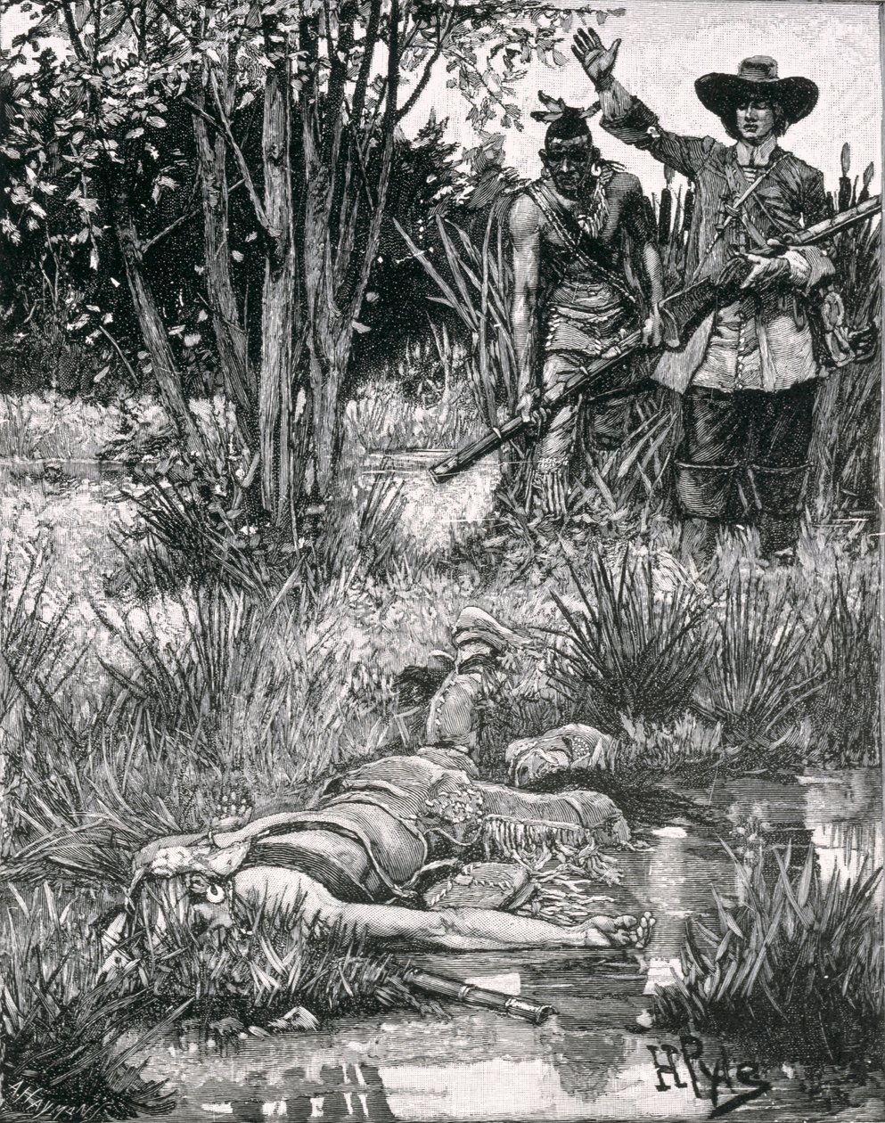 وفاة الملك فيليب ، نقشها أ. هايمان ، من مجلة هاربر ، 1883 بواسطة هوارد بايل