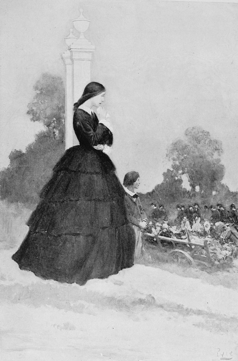 لقد أحضروا قتلى وجرحى في Hay Wagons ، رسم توضيحي من "غير المقاتلين" بقلم روبرت دبليو تشامبرز ، حانة. في مجلة هاربر 1904 بواسطة هوارد بايل