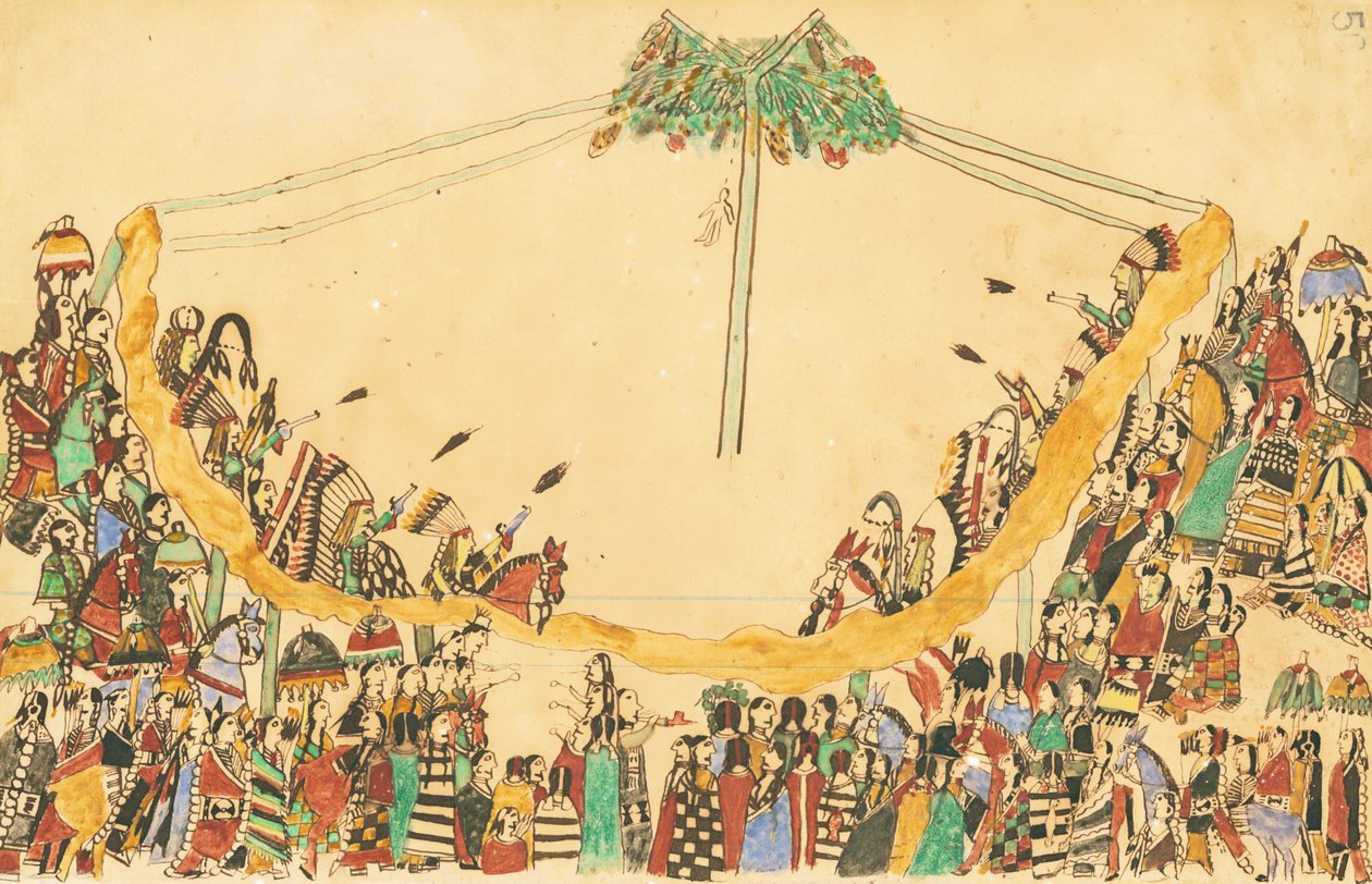 المحاربون يدخلون إلى نُزل الطب قبل بدء الرقص ، 1874-1875 (قلم ، حبر ، مرحاض على ورق دفتر الأستاذ) بواسطة عواء الذئب