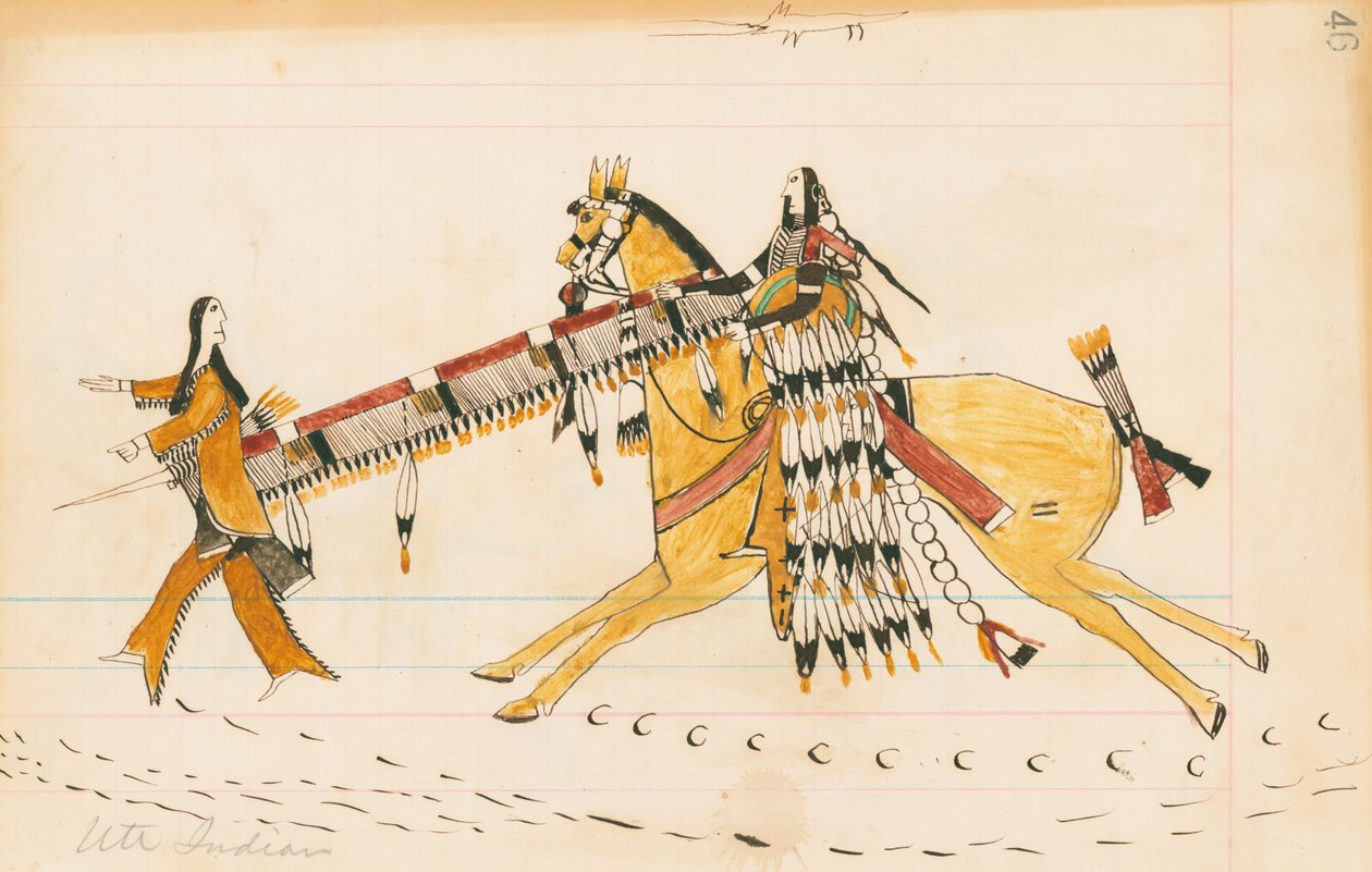 Ute Indian، 1874-75 (قلم وحبر ومرحاض على ورق دفتر الأستاذ) بواسطة عواء الذئب