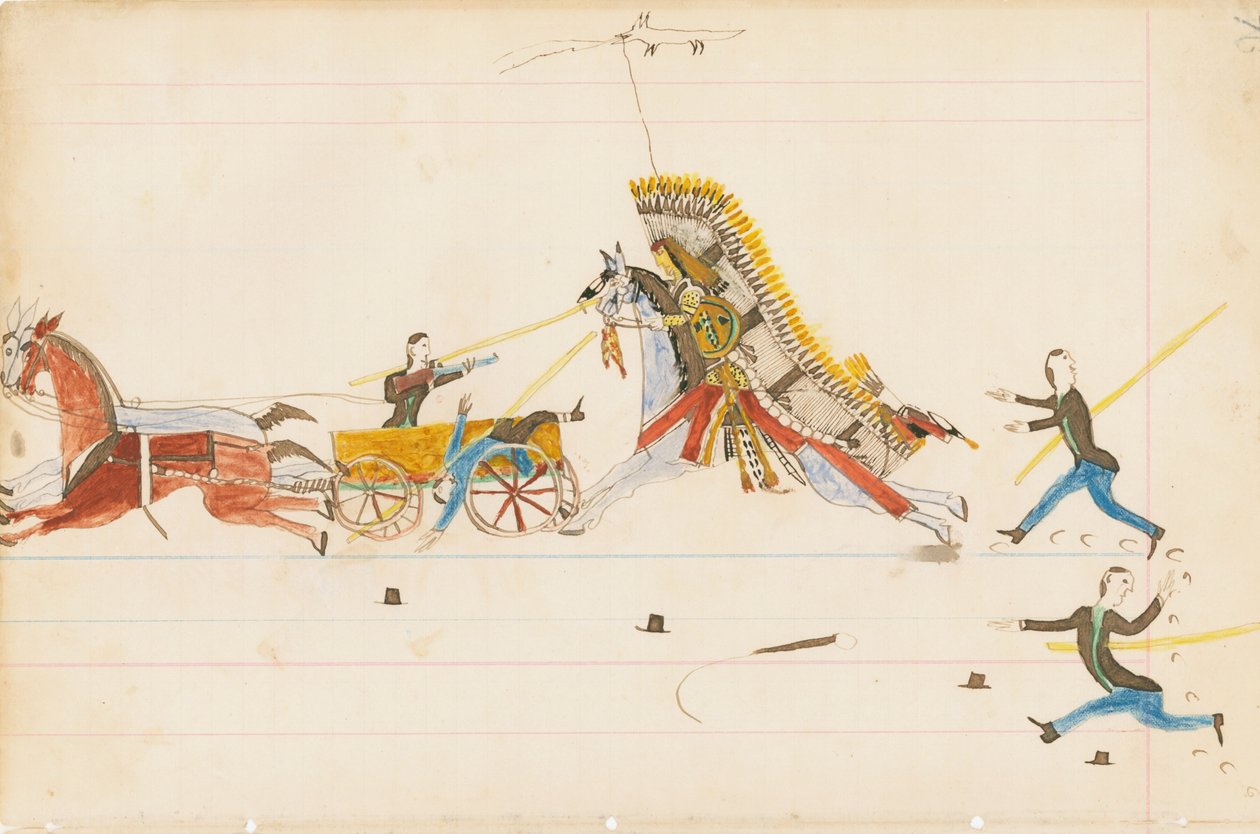 جنود عواء الذئب المقاتلين ، 1874-1875 (قلم ، حبر ، مرحاض على ورق دفتر الأستاذ) بواسطة عواء الذئب