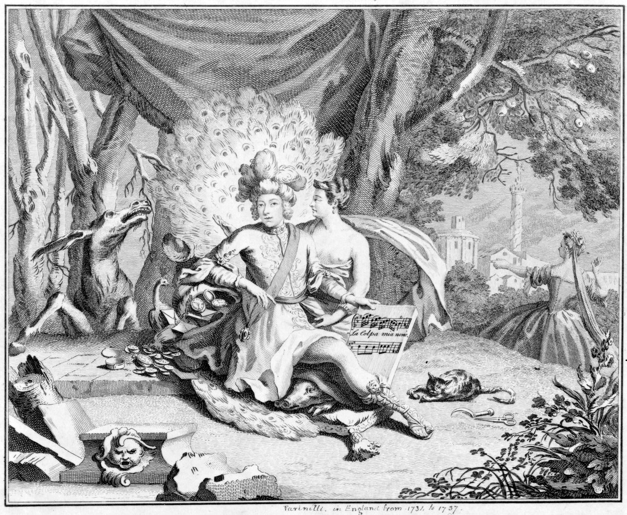 هجاء على مغني castrato ، 1730-40 بواسطة هوبير فرانسوا جرافيلوت