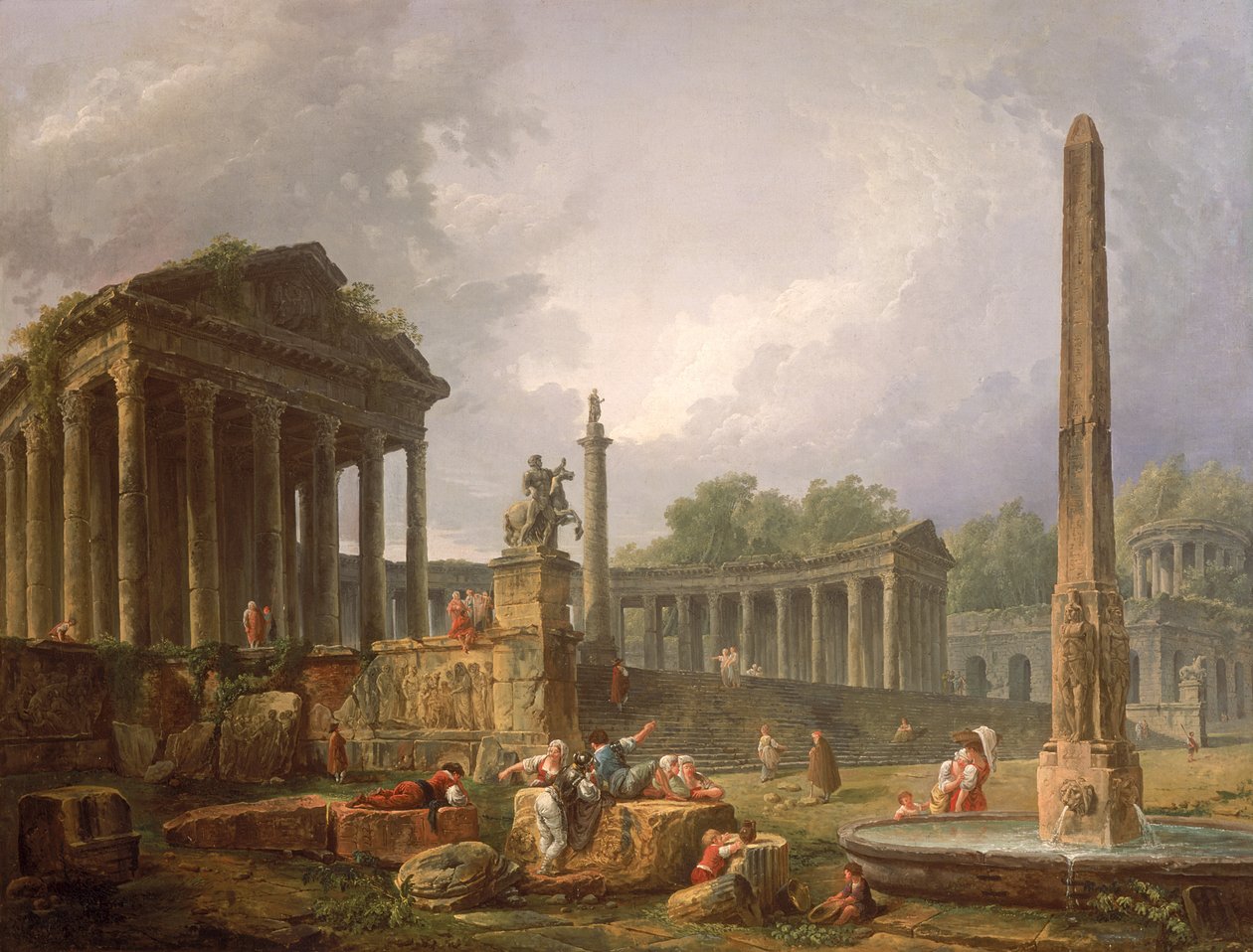 Capriccio المعمارية مع المعبد والمسلة ، 1798 بواسطة هوبير روبرت