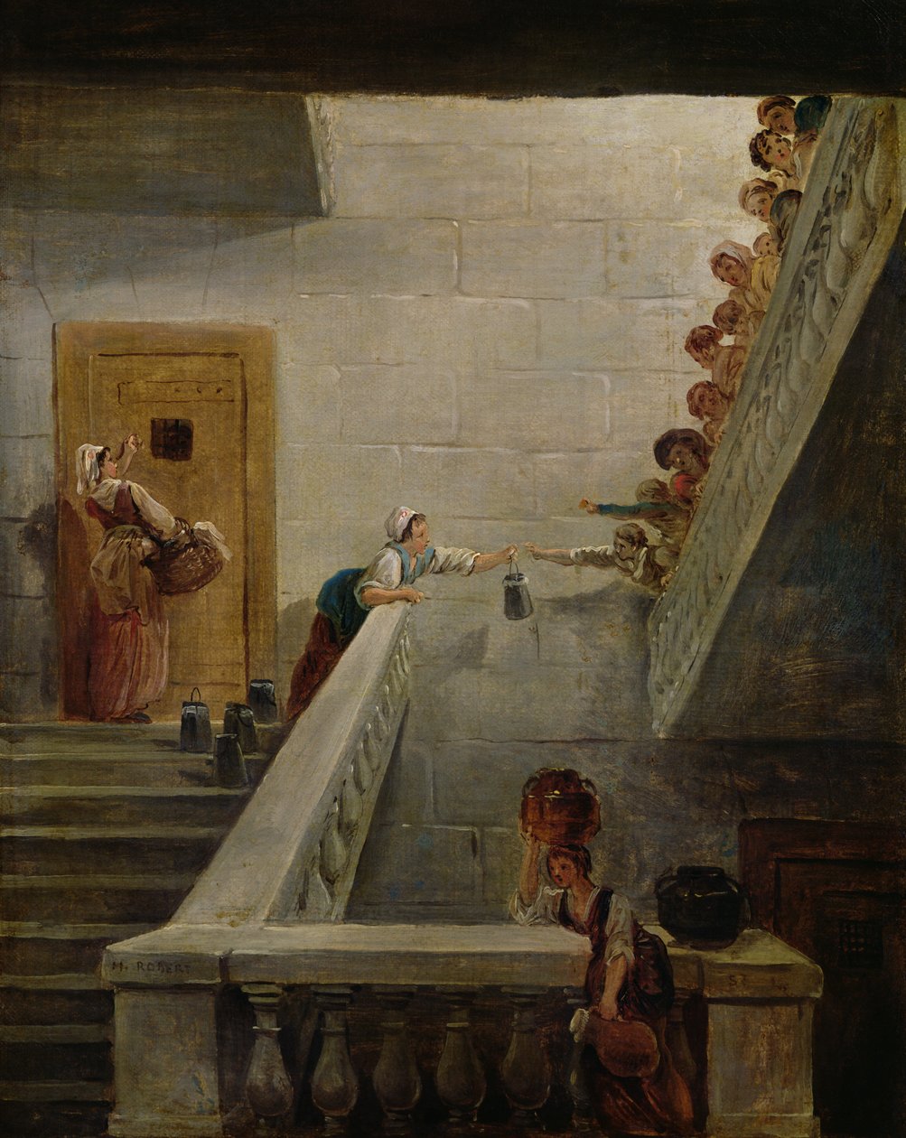 توزيع الحليب في سجن سانت لازار 1794 بواسطة هوبير روبرت