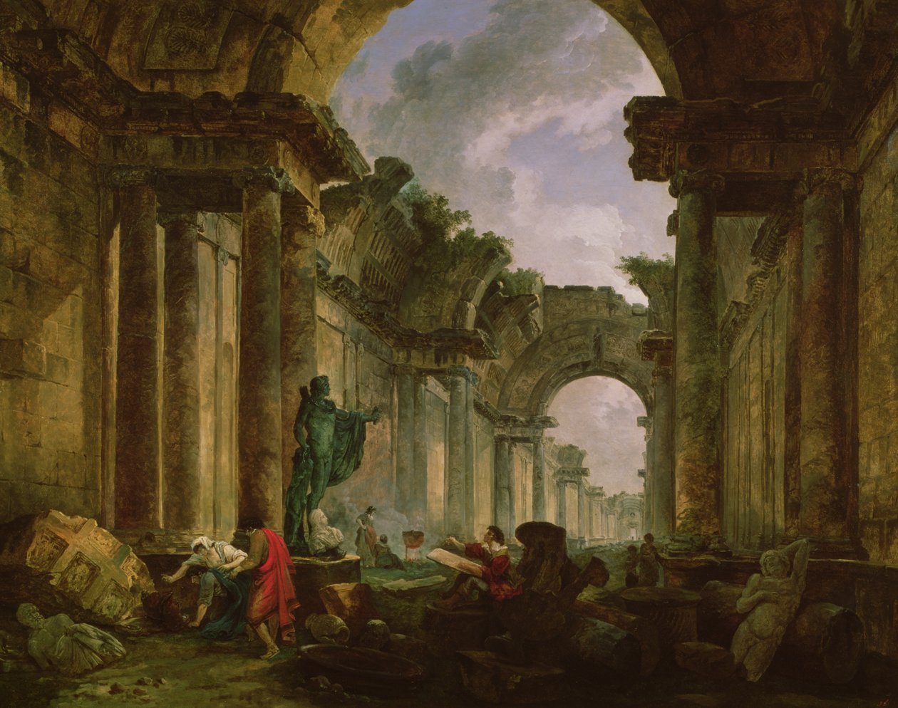 منظر خيالي للمعرض الكبير لمتحف اللوفر في الأطلال ، 1796 بواسطة هوبير روبرت