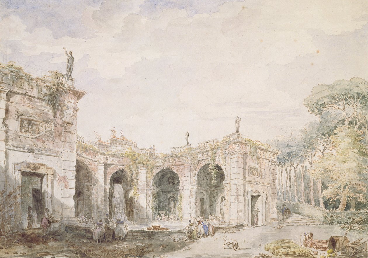 فيلا الدوبرانديني ، فراسكاتي ، 1762 (قلم وحبر ومرحاض على ورق) بواسطة هوبير روبرت