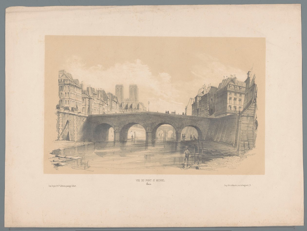 منظر لجسر بونت سان ميشيل في باريس Vue du pont St Michel ، باريس (العنوان على الكائن) شظايا من مناظر طبيعية (عنوان المسلسل) Fragments de paysages (عنوان المسلسل) بواسطة هوبرت كليرجت