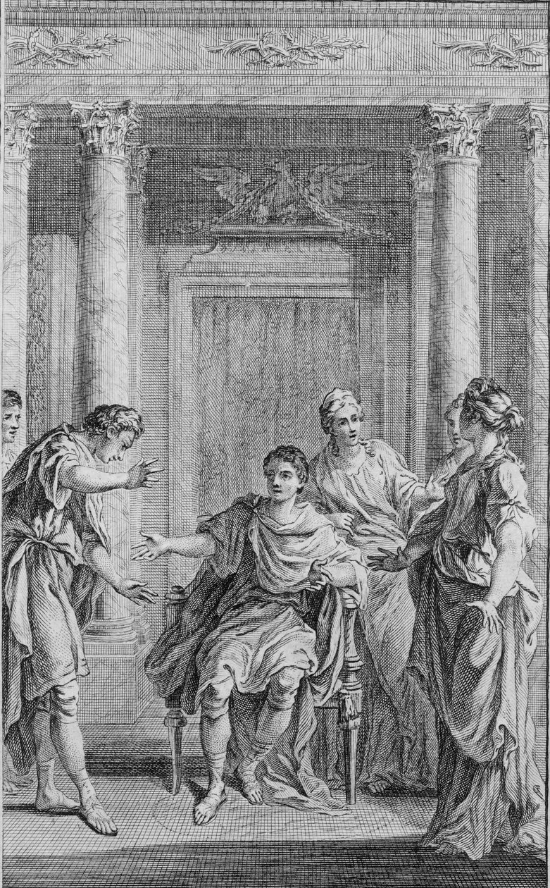 دعونا نكون أصدقاء ، Cinna ، c'est moi qui t'en - مأساة "" Cinna (ou la Clemence d'Auguste) لبيير كورنيل (1606-1684) نقش بواسطة Hubert-Francois Gravelot (1699-1773) - سينا أو لا كليمنس دأوغست "بقلم بيير كورنيل (1606-1684). "د بواسطة هوبير فرانسوا جرافيلوت
