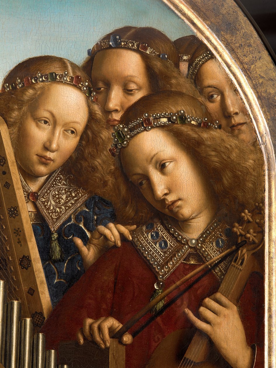 ملاك الموسيقيين ، التفاصيل من Ghent Altarpiece بواسطة Hubert & Jan van (1390 1441) Eyck