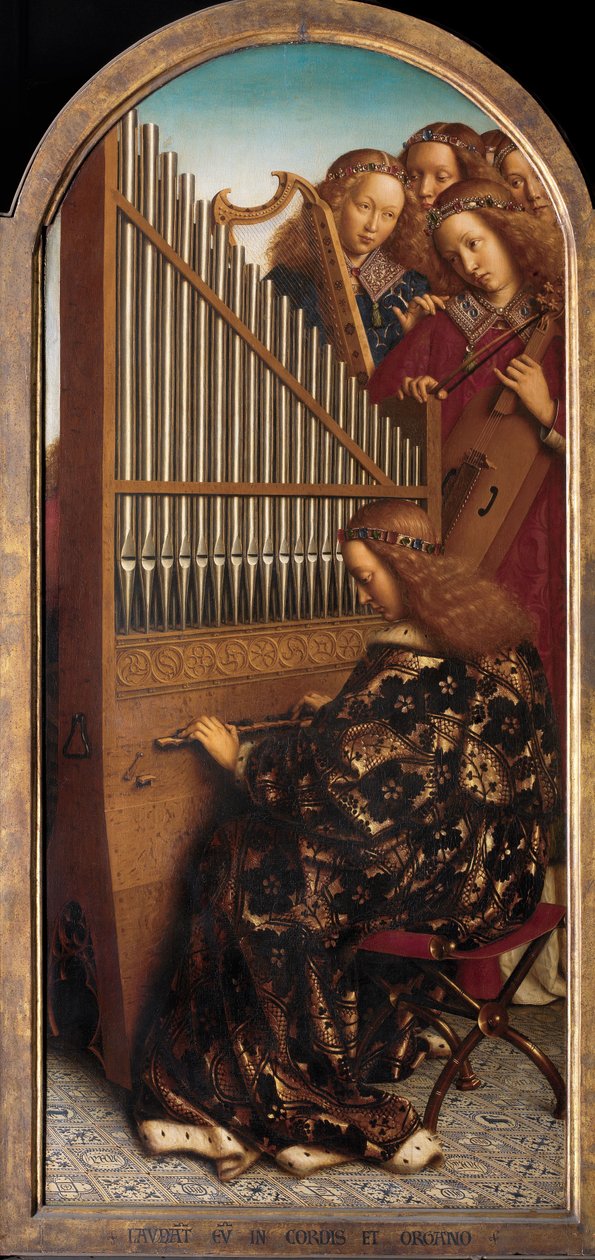 ملاك الموسيقيين مع القديسة سيسيليا ، من Ghent Altarpiece بواسطة Hubert & Jan van (1390 1441) Eyck