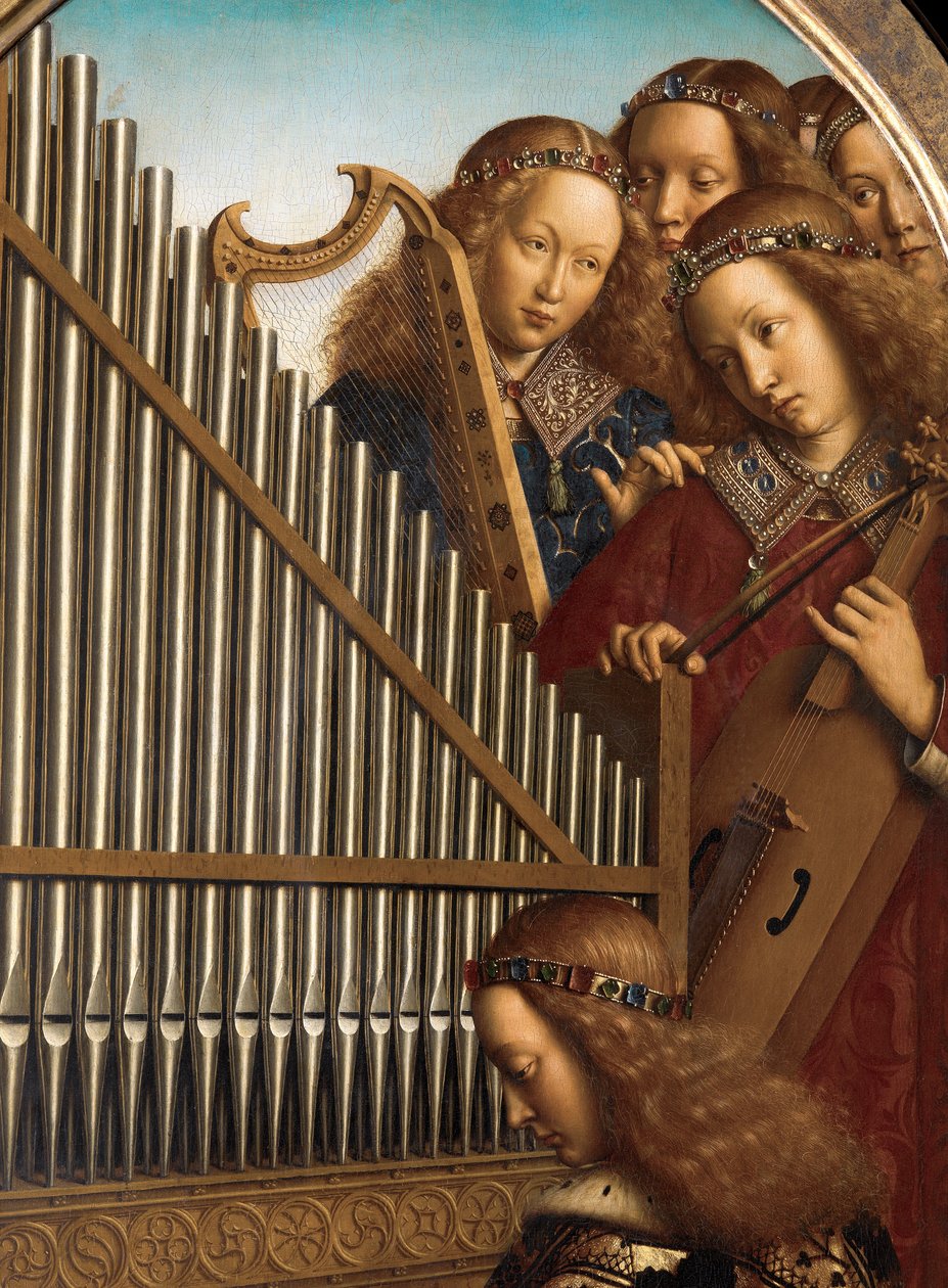 ملاك الموسيقيين مع القديسة سيسيليا ، من Ghent Altarpiece بواسطة Hubert & Jan van (1390 1441) Eyck