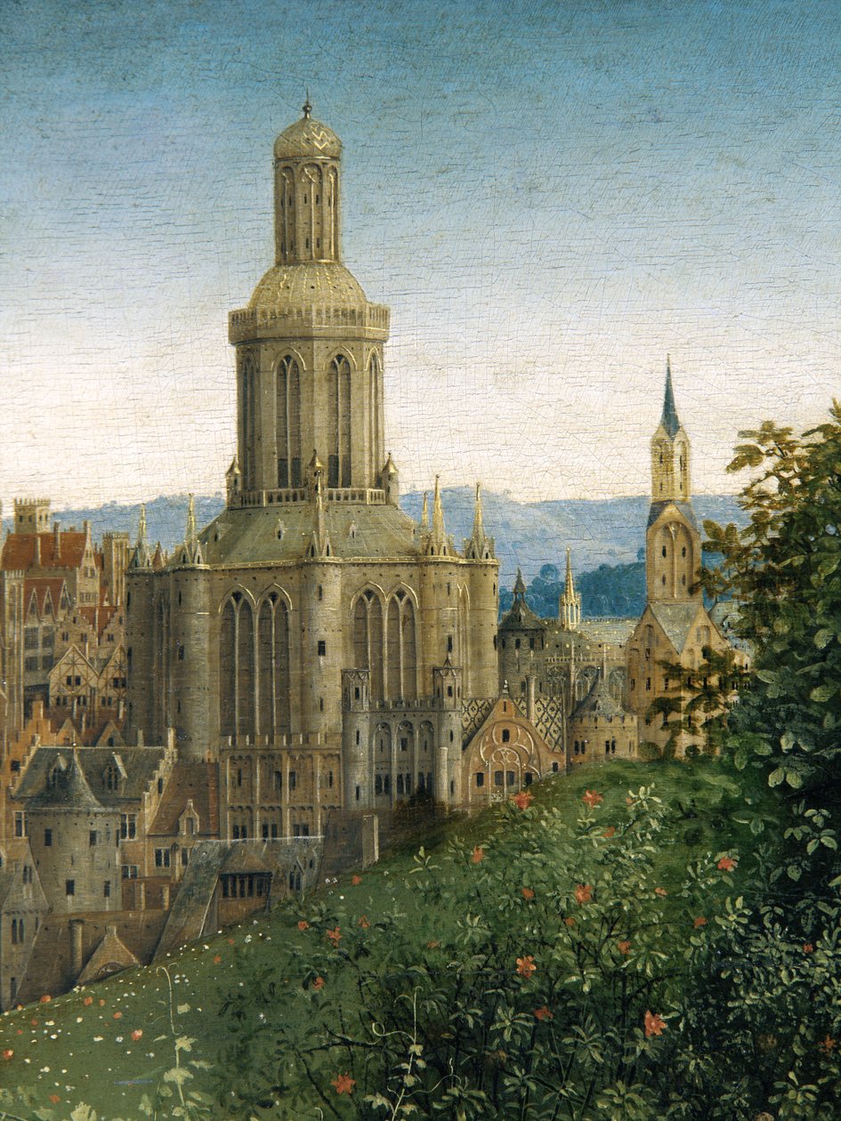 تفاصيل من عبادة الحمل الصوفي ، من مذبح غينت بواسطة Hubert & Jan van (1390 1441) Eyck