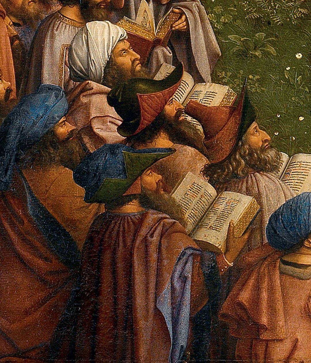 تفاصيل عبادة الحمل الصوفي ، من غينت المذبح ، النصف السفلي من اللوحة المركزية بواسطة Hubert & Jan van (1390 1441) Eyck