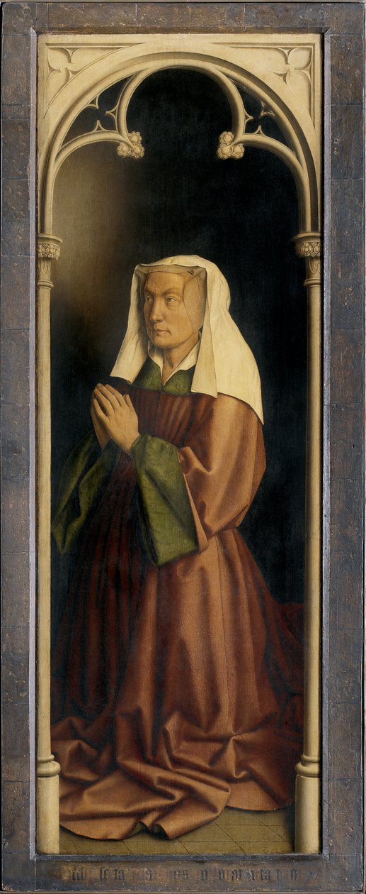 Lysbette Borluut ، تفاصيل من Ghent Altarpiece ، مغلقة (زيت على لوح) بواسطة Hubert & Jan van (1390 1441) Eyck